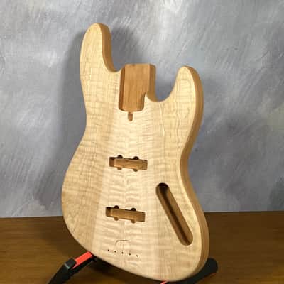High end Offset bass body NOS unique figure Curly Maple Top solid one-piece True Brazilian Mahogany Back Unfinished Front Routed Luthier Supply R39 image 18