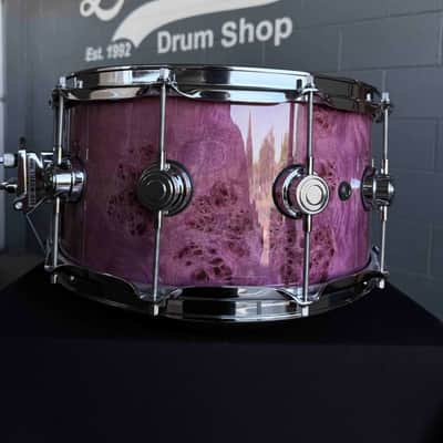 ~WOW!~ DW Collector's Series SSC Pure Maple VLT 7x14 Snare Drum in Violet Gloss Lacquer over Exotic Mapa Burl with Chrome Hardware image 6