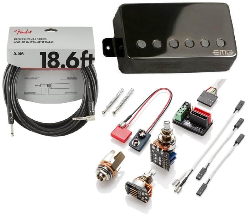 EMG 57TW BLACK CHROME BRIDGE HUMBUCKER DUAL MODE TW STANDARD SPACED SHORT SHAFT POTS ( FENDER 18FT ) image 1