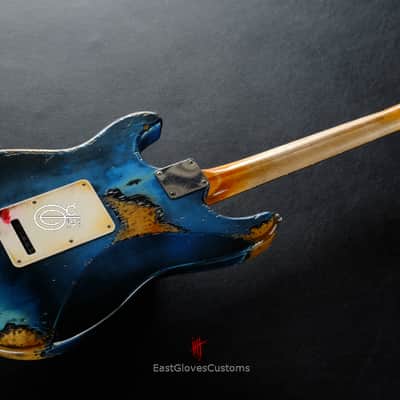 Fender Stratocaster Midnight Blue Pelham Dark Blue Heavy Relic Aged by East Gloves Customs image 7
