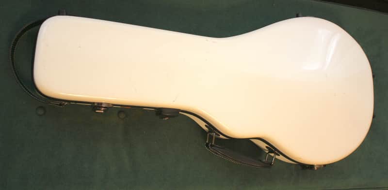 Crossrock Fiberglass Mandolin Hard Case fits both F & A Body Mandolin with TSA Lock, Milky White image 1