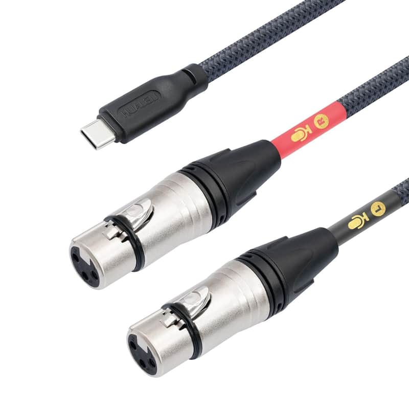 HUALUE Dual XLR to USB C Stereo Microphone Cable 2025 - Black image 1