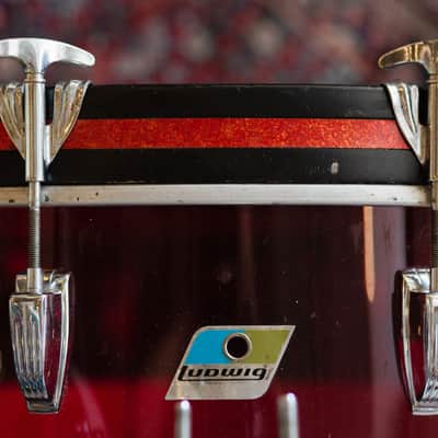 Ludwig 1970s Ludwig Vistalite Kit in Red, White, and Blue - 14x22, 16x16, 8x12 image 4