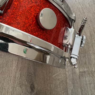 Gretsch  1962 Era Round Badge Progressive Jazz Bop Drum Set 18 Inch Bass Drum Tangerine Glass Glitter image 17