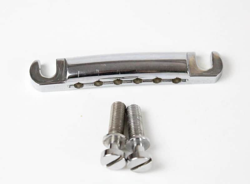 1986 Vintage Gibson USA Chrome Stopbar Tailpiece Original Les Paul Standard Heavy Zinc 1980s USA image 1
