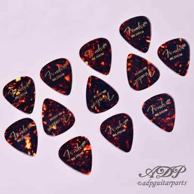12 Fender Celluloid 351 Classic Shell Tortoise Medium Guitar Picks image 1