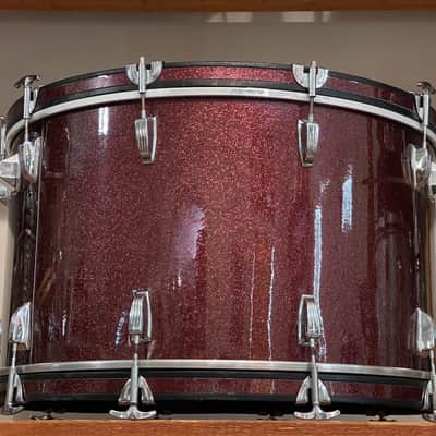 1970's Ludwig 3-Ply Burgundy Sparkle 15x26 13/14/16/18/26 Drum Kit Re-Wrap image 11