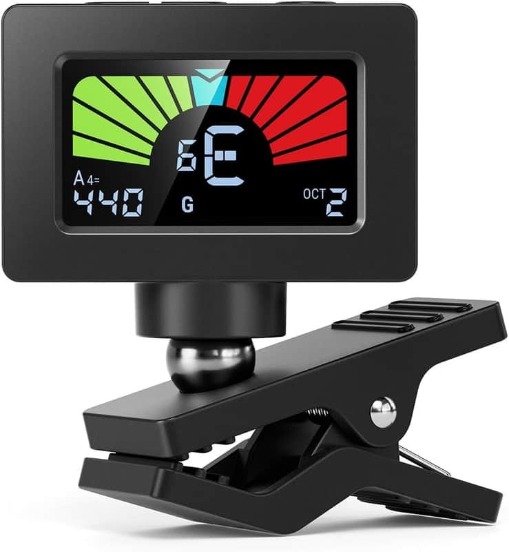 Guitar Tuner Clip On Magnetic Guitar Tuner with Color LCD Display for Acoustic/Electric Guitar Ukulele Bass Violin Banjo Tuning- Black image 1