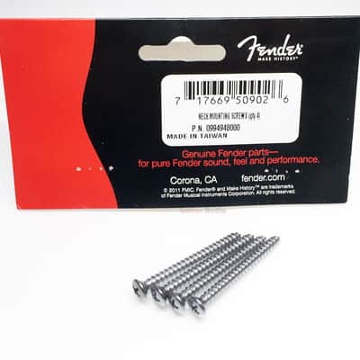 Genuine Fender Guitar CHROME Neck Mounting Screws - Package of 4 image 1