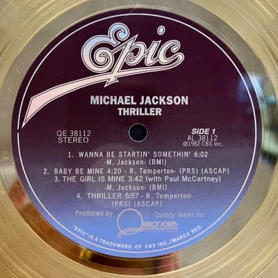 Michael Jackson "Thriller" Gold Record framed presentation piece - Very nice image 7