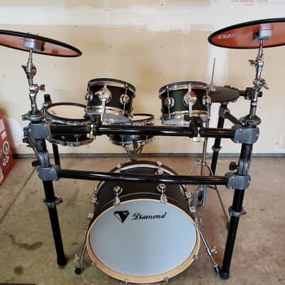 Diamond Electronic Drums Custom Kit Matte Black - No Module, Pearl Demon P-3000D Bass Pedal image 1