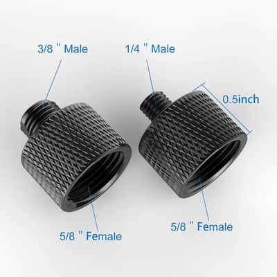 Mic Stand Adapter 5/8 to 3/8 and 5/8 to 1/4 Mic Thread Screw Adapter Combo Pack For Microphone Mounts and Stands 2 Pack Black image 4