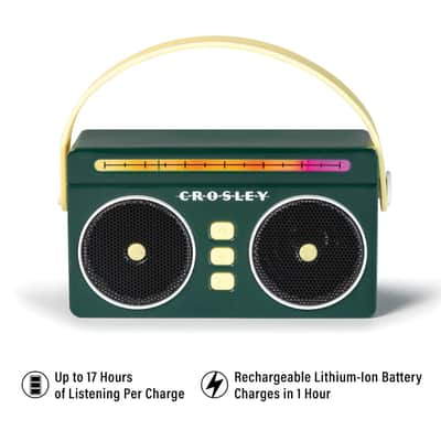 Crosley CR3050A-JU Mini Boombox Retro Portable Bluetooth Speaker, Juniper image 2
