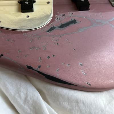 Squier Jazz Bass Loaded Body 2023 - Burgundy Mist Heavy Relic, Fender AV75 image 5