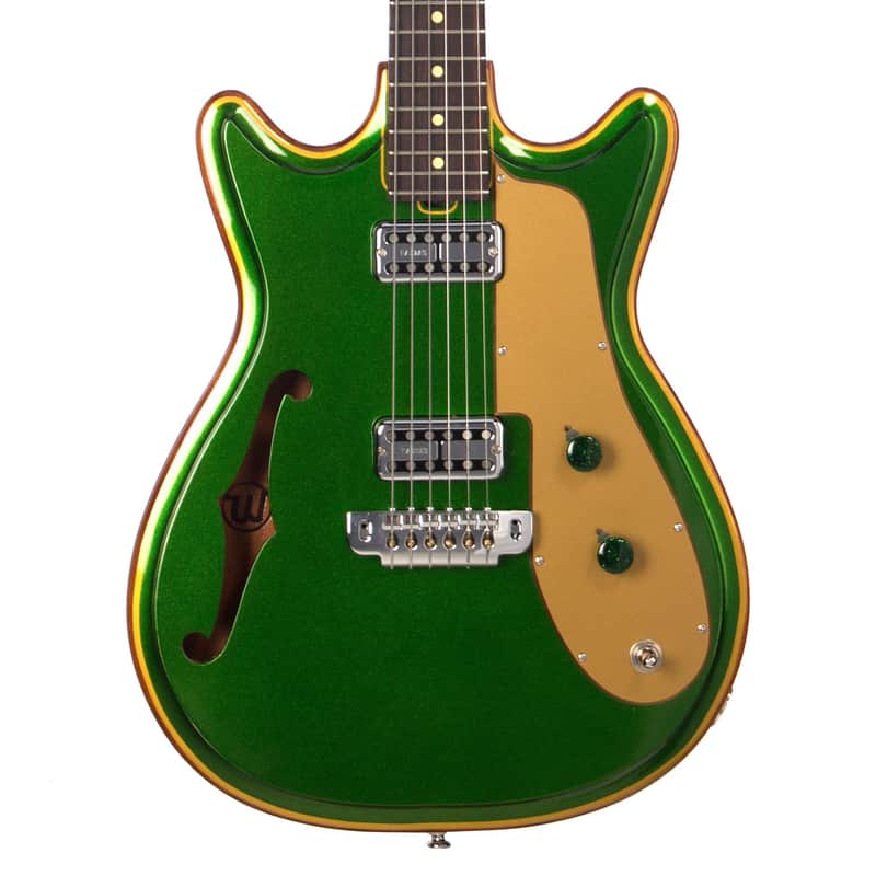 2022 Walsh Guitars Custom Double Cut - Candy Green w/Gold Accents and Natural Back - Semi-Hollow Custom Boutique Electric Guitar - USED! image 1