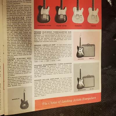 1962 Fender Musical Instruments Color Catalog/Brochure Original Stratocaster, Tele, P & Jazz Bass image 3