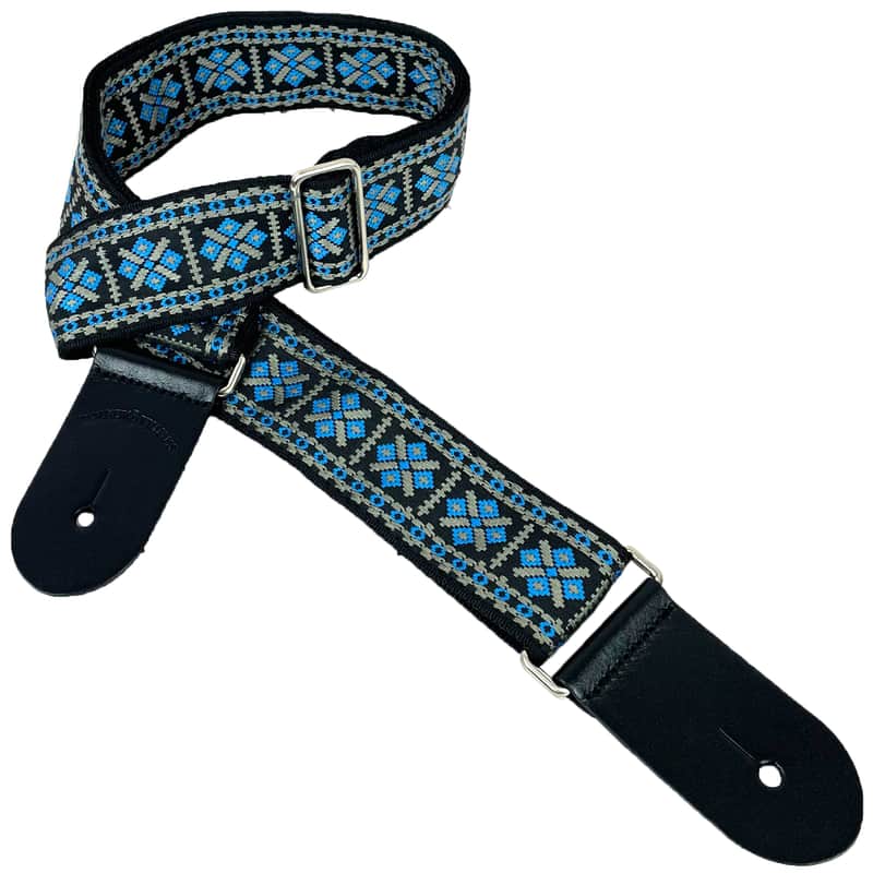 Walker & Williams H-13-M Vintage Series Woven Hootenanny Hippie Strap Blue & Grey image 1