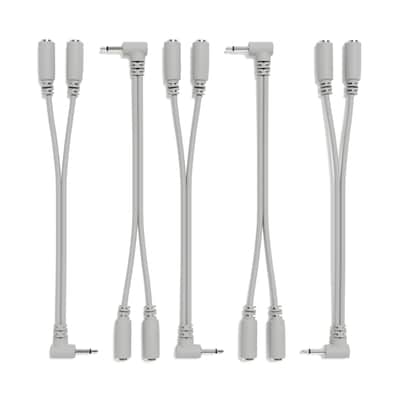 ExcelValley [Grey] 5-Pack - Right Angle Mono Splitter Y Patch Cables - TS 3.5mm 1/8" Eurorack Synth Synthesizer image 1