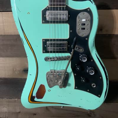 Guild S-200 T Bird Relic Aged Repaint By Real Life Relics Surf Green Prism Flake Nitro Lacquer image 2