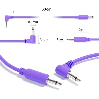 ExcelValley [Purple | 120 cm - 47.24"] 5-Pack Hybrid Mono Modular Patch Cables TS 3.5mm 1/8" Eurorack Synth Synthesizer image 2