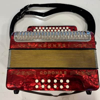 Hohner Corona II Classic Diatonic Accordion - Red image 2