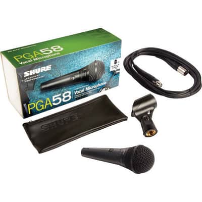 Shure PGA58-XLR Dynamic Vocal Mic w/ 15FT Cable + Pouch, Black Pop FIlter image 5