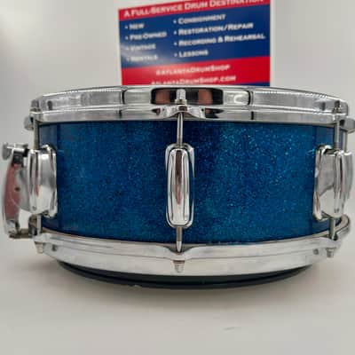 Slingerland Super Gene Krupa Radio King 5.5x14 Snare Drum 1960 - Blue Sparkling Pearl image 9