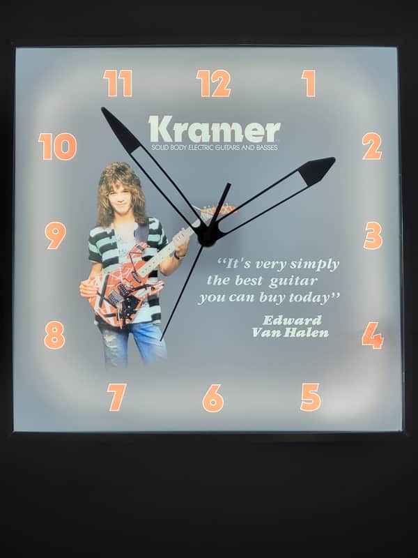 1984 Kramer Guitars Dealer Style Light Up Clock Eddie Van Halen Frankenstrat Killer Cool Man Cave/Garage Accessory image 1