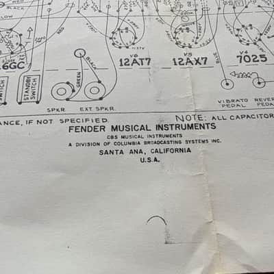 Fender Twin Reverb Guitar Amplifier AC568 Layout Vintage Schematic REV C image 2