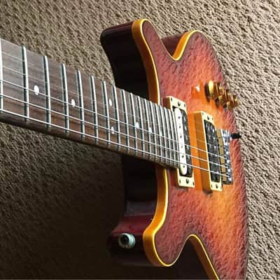 1991 Hamer USA Sunburst flat top with Sustain Block , Cherry Sunburst w/ OHSC image 7
