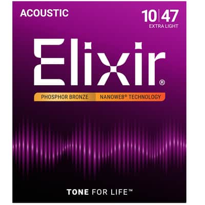 Elixir Phosphor Bronze Acoustic Guitar String Set NANOWEB Coating X-Light 10-47 image 2
