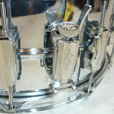 Ludwig LB402B 14"x6.5" Chrome Over Brass Snare Drum image 6