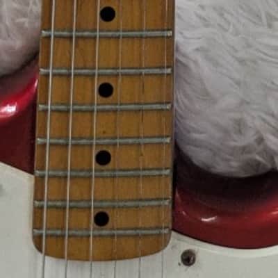 Olympic Strat-Style Electric Guitar Red & White EVH-Inspired Stripes – Used image 3