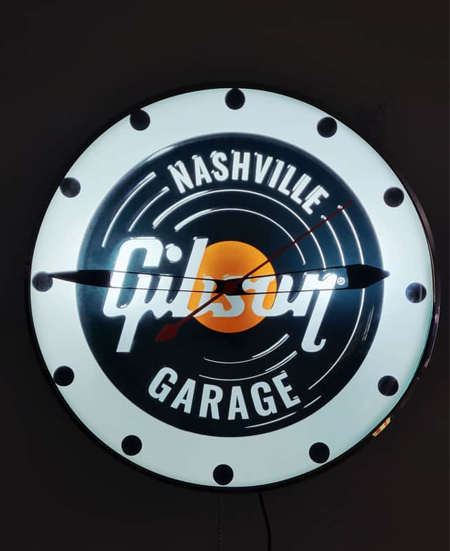 Gibson Musical Instruments Round Dealer Style Light Up Clock Killer Cool Man Cave/Garage Accessory image 1