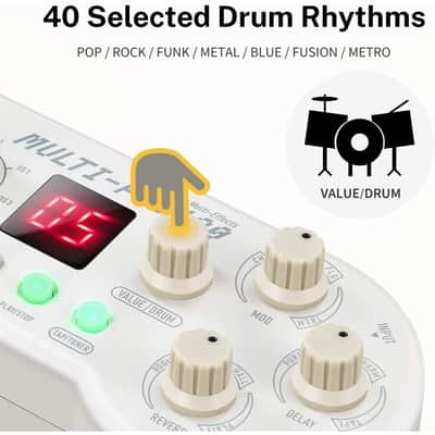 Donner Multi Effects Pedal, Multi-Pad100 Portable Guitar Effects, 5 Effects Reverb Delay Chorus Flan image 3