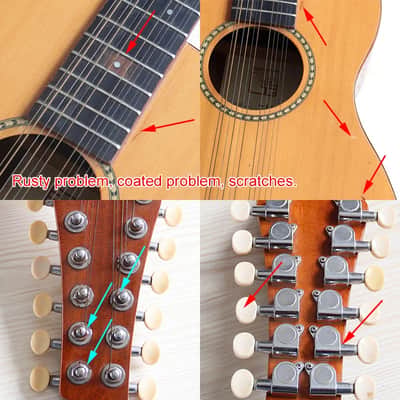 12 String Acoustic Electric Guitar 36 Inch, Laminated Spruce Top Body, Okoume Wood Neck image 7