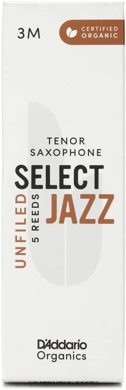 D'Addario Organics Select Jazz Unfiled Tenor Saxophone Reeds - 3 Medium (5-pack) (5-pack) Bundle image 1