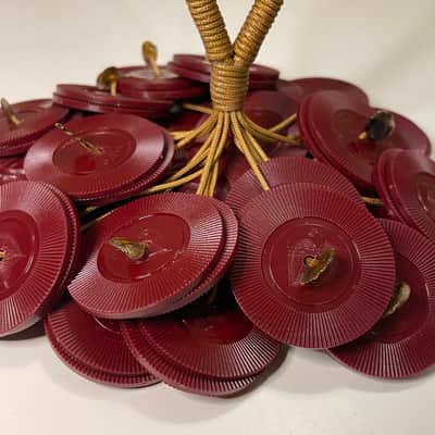Upcycled Percussion - Poker Chip Hand Rattle / Shaker - Maroon & Gold image 3