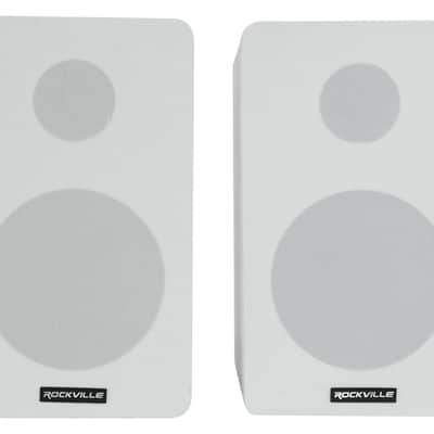 2) Rockville RockShelf 58W White 5.25" Home Bookshelf Speakers+8" Speaker Stands image 5