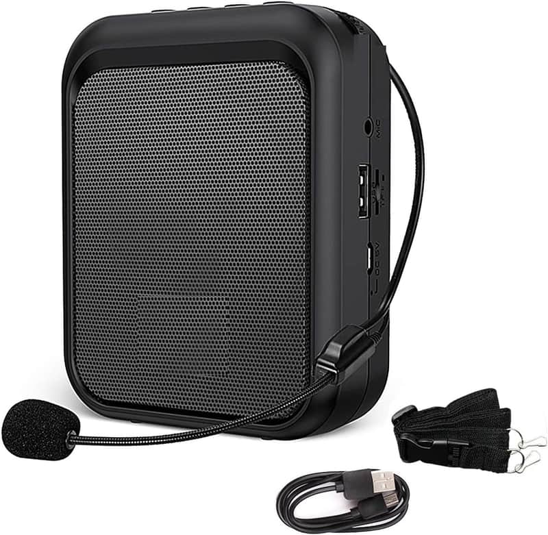 Mini Voice Amplifier Portable Rechargeable Bluetooth Speaker with Wired Microphone Headset 10W 1800mAh PA system Supports MP3 Format Audio for Teacher, Taxi Driver, Coaches, Training, Tour Guide image 1