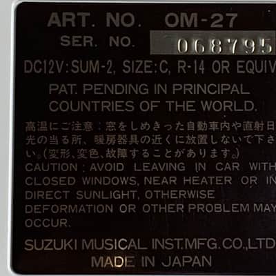 Suzuki OM-27 Omnichord with Power Adapter & Original Soft Case / Packaging 1981 - Ivory image 9