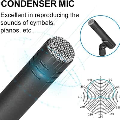 7-Piece Drum Microphone Set with 5 Dynamic Percussion Microphones and 2 Condenser Percussion Microphones Ideal for Instrument Recording and Music Production image 3