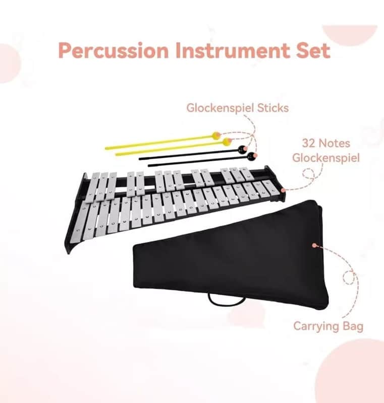 32-Note Glockenspiel Xylophone - Foldable Aluminum Music Instrument with Carry Bag image 1