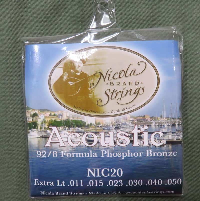 Nicola NIC20 92/8 Formula Phosphor Bronze Extra Light .011-.050 Acoustic Guitar Strings image 1