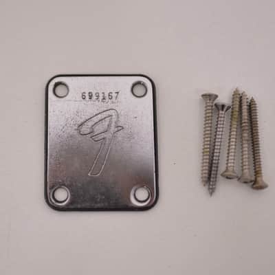1976 Vintage Fender Telecaster Neckplate F-Logo w/Original Screws 1970's Guitar Jazz Precision Bass PBass Jazzmaster image 2
