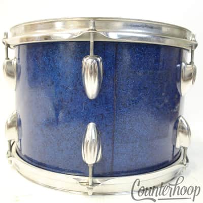Pearl "A" 12x8"Tom Drum Blue Sparkle Vintage 60s MIJ Japan 6Ply Mahogany Stencil image 3