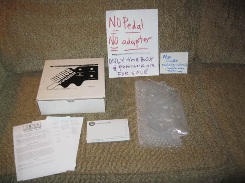 mostly very clean Electro Harmonix EMPTY BOX and printout copy of Owner's Manual & original Warranty / Registration card (+ bubble wrap and plastic bag) ONLY for White Finger Analog Optical Compressor pedal - classic casing size (NO pedal, NO adapter) image 1