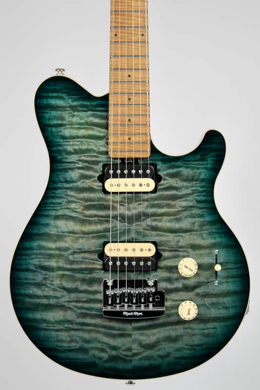Ernie Ball Music Man Axis Super Sport HH Tremolo Roasted Maple Neck 2021 Yucatan Blue Quilt w/OHSC image 1