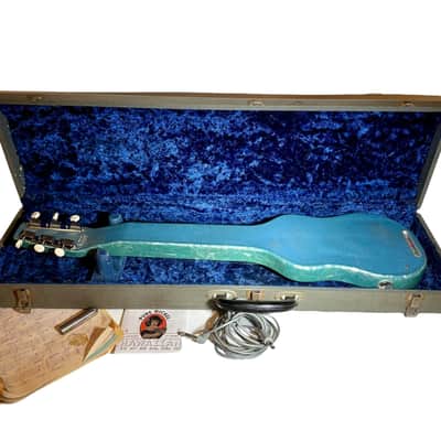 1950's Magnatone Lap Steel Guitar Blue Pearloid w/ Original Case, Cord - WORKS image 7