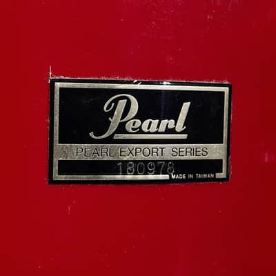 Used Vintage Pearl Export 5pc Drum Set Red Wrap - Fair image 4